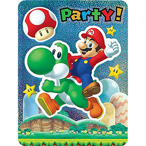 Super Mario Brothers Jumbo Deluxe Invitations [8 Per Pack]