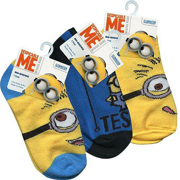 Despicable Me Minions Toddler Socks (Size 6-8.5) - 3 Pairs