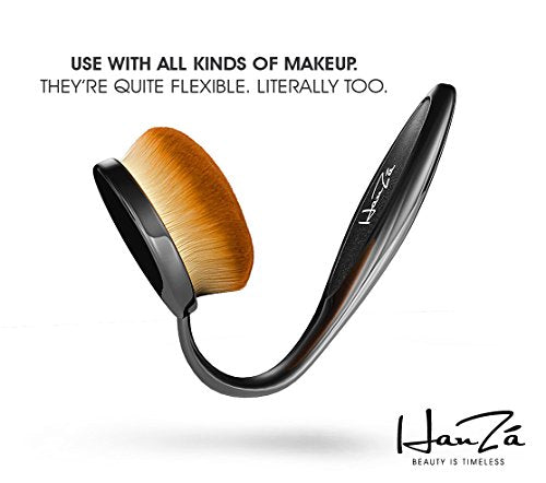 Makeup Brushes by HanZá - 10 PIECE Professional Oval Makeup Brush Sets For Powder, Blush, Foundation, Concealer, Eyeliner, Eye Shadow, Etc. Easily Blends and Contours Cosmetics