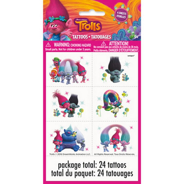 Trolls Temporary Tattoo Sheets [4 per Pack]