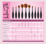 Makeup Brushes by HanZá - 10 PIECE Professional Oval Makeup Brush Sets For Powder, Blush, Foundation, Concealer, Eyeliner, Eye Shadow, Etc. Easily Blends and Contours Cosmetics