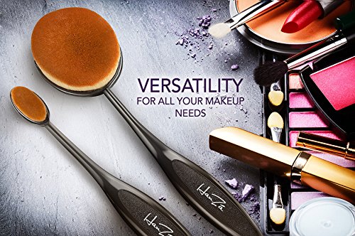 Makeup Brushes by HanZá - 10 PIECE Professional Oval Makeup Brush Sets For Powder, Blush, Foundation, Concealer, Eyeliner, Eye Shadow, Etc. Easily Blends and Contours Cosmetics