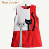 Bear Leader Girls Dress 2016 Fashion Style Cartoon Cats Dress Sleeveless Wool Outwears O-neck Embroidery Children Clothing 3-7Y - ilovealma