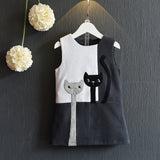 Bear Leader Girls Dress 2016 Fashion Style Cartoon Cats Dress Sleeveless Wool Outwears O-neck Embroidery Children Clothing 3-7Y - ilovealma