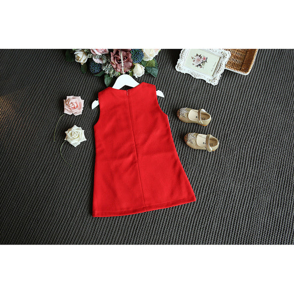 Bear Leader Girls Dress 2016 Fashion Style Cartoon Cats Dress Sleeveless Wool Outwears O-neck Embroidery Children Clothing 3-7Y - ilovealma