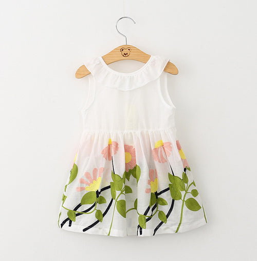 Bear Leader Girls Dress 2016 Pure and Fresh and Safflower Greenery Embroidered Back Big Bowknot Cotton Vest Dress of the girls - ilovealma