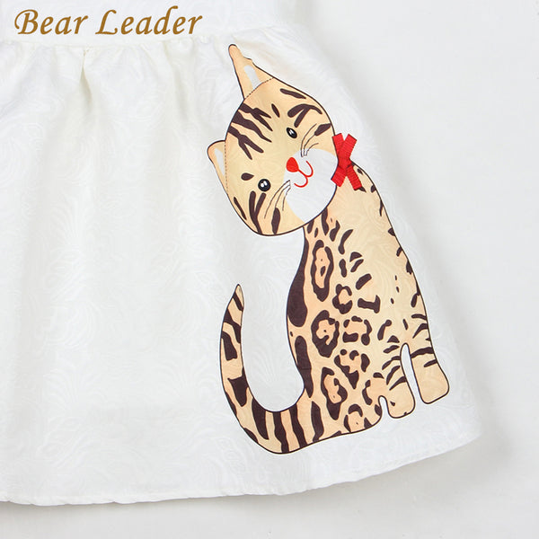 Bear Leader Girls Dress 2017 New Summer Style Baby Girls Dresses Sleeveless Lace Cartoon Cat Printing for Princess Dress 3-8year - ilovealma