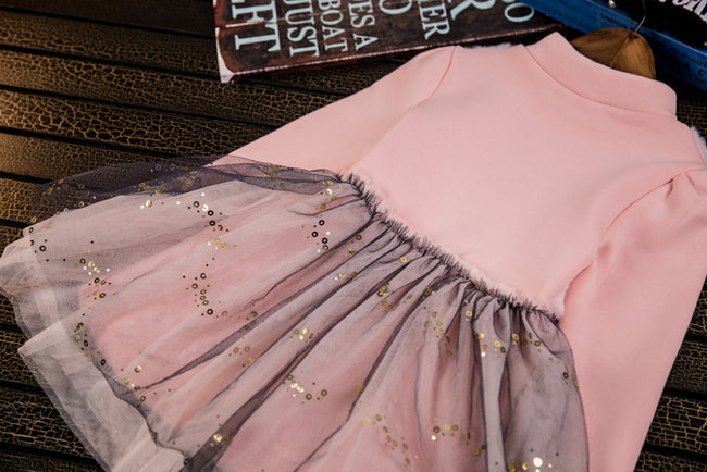 Bear Leader Grils Dress 2016 New Winter Dresses Children Clothing Princess Dress Pink Long Sleeve Wool Bow Design Girls Clothes - ilovealma