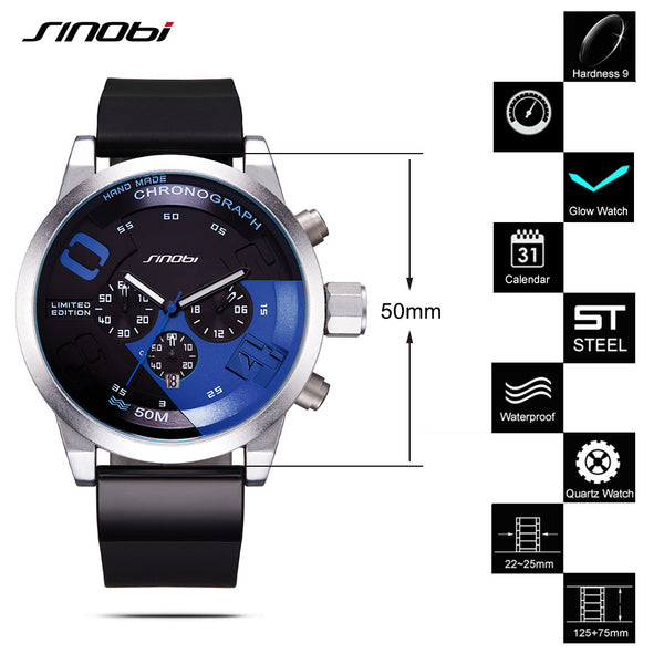 SINOBI Fast & Furious Inspired Blue Ocean Chrono Watch