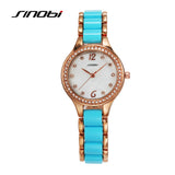 SINOBI Women Elegant Blue Ocean Bracelet Watch with Crystal
