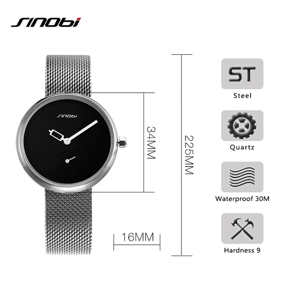 SINOBI Women Luxury Silver Fashion Bracelet Watch