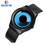 SKONE Creative No Seconds Stainless Steel Mesh Strap Casual Quartz Wristwatch Ladies Watches Women Men Aurora Relojes Masculino