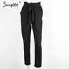 Simplee Apparel OL chiffon high waist harem pants Women stringyselvedge summer style casual pants female 2016 New black trousers