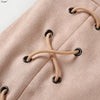 Simplee Autumn lace up leather suede pencil skirt Winter 2017 cross high waist skirt Zipper split bodycon short skirts womens