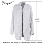 Simplee Casual knitting long cardigan female Loose kimono cardigan knitted jumper 2017 warm winter sweater women cardigan