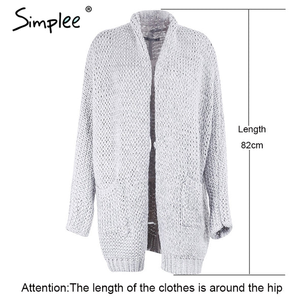 Simplee Casual knitting long cardigan female Loose kimono cardigan knitted jumper 2017 warm winter sweater women cardigan