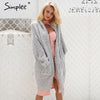 Simplee Casual knitting long cardigan female Loose kimono cardigan knitted jumper 2017 warm winter sweater women cardigan