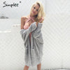 Simplee Casual knitting long cardigan female Loose kimono cardigan knitted jumper 2017 warm winter sweater women cardigan