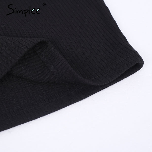 Simplee Halter lace up sexy sweater top tees Women off shoulder slim summer crop top Casual hollow out streewear female tops