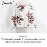 Simplee Off shoulder chiffon blouse shirt women Sexy summer white print blouse Casual flare sleeve cool blouse