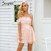Simplee Off shoulder flower mesh summer dress women Elegant high waist backless mini dress 2017 Fashion strapless party dresses