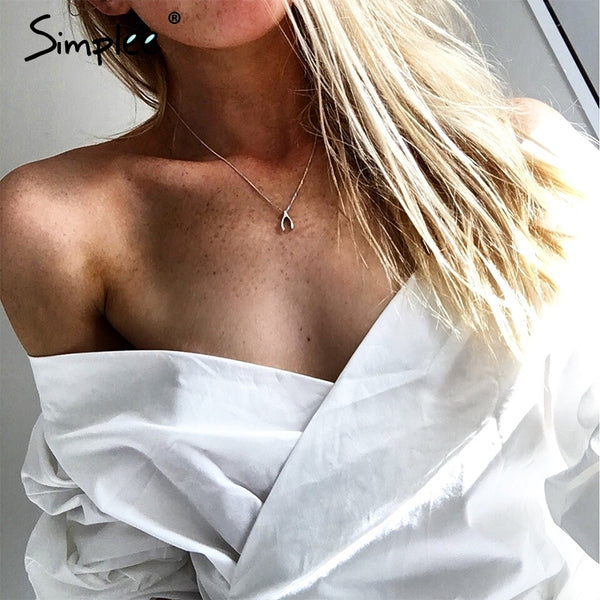 Simplee Ruffled off shoulder white blouse shirt Autumn sexy ruched sleeve cool blouse Women waist tie cotton top tees blusas