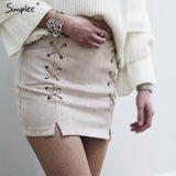 Simplee Sexy pockets leather suede pencil skirts women bottom Bodycon zipper short mini skirt High waist black skirt 2017