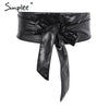 Simplee Sexy pu leather black belts cummerbunds Wrap around tie wide waistband belt corset Bodycon elegant cummerbund for women