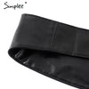 Simplee Sexy pu leather black belts cummerbunds Wrap around tie wide waistband belt corset Bodycon elegant cummerbund for women