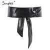 Simplee Sexy pu leather black belts cummerbunds Wrap around tie wide waistband belt corset Bodycon elegant cummerbund for women