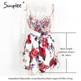 Simplee Summer beach boho floral print overalls Backless sexy bodysuit women jumpsuit romper Club white chiffon playsuit leotard