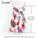 Simplee Summer beach boho floral print overalls Backless sexy bodysuit women jumpsuit romper Club white chiffon playsuit leotard