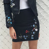 Simplee Vintage embroidery leather skirt women Elegant zipper PU pencil skirt 2017 Autumn fashion streetwear mini skirt