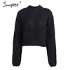 Simplee Winter lantern sleeve knitted sweater pullover Women loose round neck red sweater Female autumn casual sweater jumper