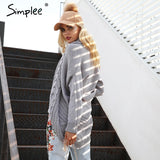 Simplee Winter shrug knitted sweater cardigan Women elegant autumn white cardigan Female turn down collar sweater cardigan 2017