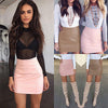 Vogue 2017 Women Sexy Bandge Leather Skirt High Waist Pencil Bodycon Short Mini Skirt
