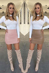 Vogue 2017 Women Sexy Bandge Leather Skirt High Waist Pencil Bodycon Short Mini Skirt