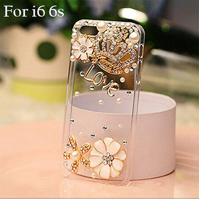 Rhinestone Flower Case for iPhone Models