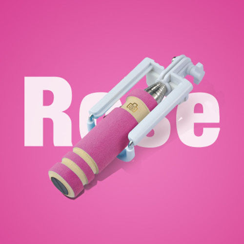 Portable Mini Folding Mobile Phone Wired self Selfie Sticks For iphone Samsung Built-in Shutter Camera Monopod Tripod Cloth Bag