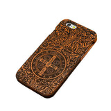 7 Plus Genuine Wood Phone Cases For iPhone 5 5s SE 6 6s 7 Plus Case Retro relief Carving Skull Embossed Wooden Cover Top Quality - ilovealma