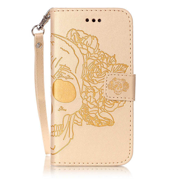 Wallet Leather Flip For Huawei P8 P9 Lite G9 Case Luxury 3D Embossed Skull Pattern Phone Cases With Card Holder Shell Capa Cover