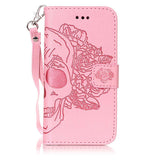 Wallet Leather Flip For Huawei P8 P9 Lite G9 Case Luxury 3D Embossed Skull Pattern Phone Cases With Card Holder Shell Capa Cover
