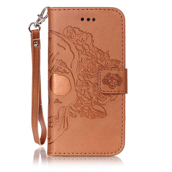 Wallet Leather Flip For Huawei P8 P9 Lite G9 Case Luxury 3D Embossed Skull Pattern Phone Cases With Card Holder Shell Capa Cover