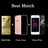 6s HD Clear Premium Tempered Glass Screen Protector for Iphone 5 5s SE 6 6s Plus Toughened Protective Film + Phone Case package - ilovealma