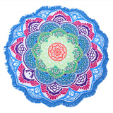 Beach towel Tassel Indian Mandala tablecloth Totem Lotus Printing Beach Towels Yoga Mat Sun block Round Bikini Cover-Up Blanket - ilovealma