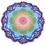 Beach towel Tassel Indian Mandala tablecloth Totem Lotus Printing Beach Towels Yoga Mat Sun block Round Bikini Cover-Up Blanket - ilovealma