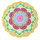 Beach towel Tassel Indian Mandala tablecloth Totem Lotus Printing Beach Towels Yoga Mat Sun block Round Bikini Cover-Up Blanket - ilovealma