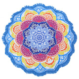 Beach towel Tassel Indian Mandala tablecloth Totem Lotus Printing Beach Towels Yoga Mat Sun block Round Bikini Cover-Up Blanket - ilovealma