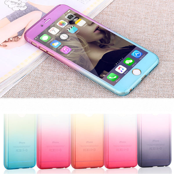 5s SE Luxury 360 degree Case Full Body Protection Gradient Back Cover for iphone 5 6 6s 7 Plus Hard Armor Cases + Screen Glass - ilovealma