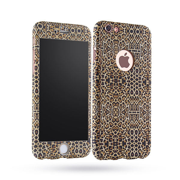 6 6s Floral 360 Case For Iphone 5 5s SE 6 6s Plus Fashion Flower Floral Leopard Full Coverage Front Case Back Cover + Glass Film - ilovealma